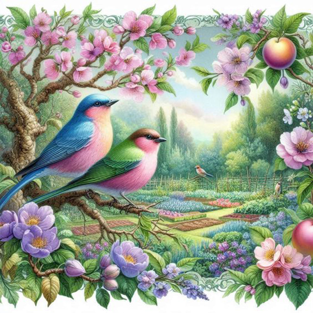 Flowers And Birds 40*40CM (canvas) Full Round Drill Diamond Painting