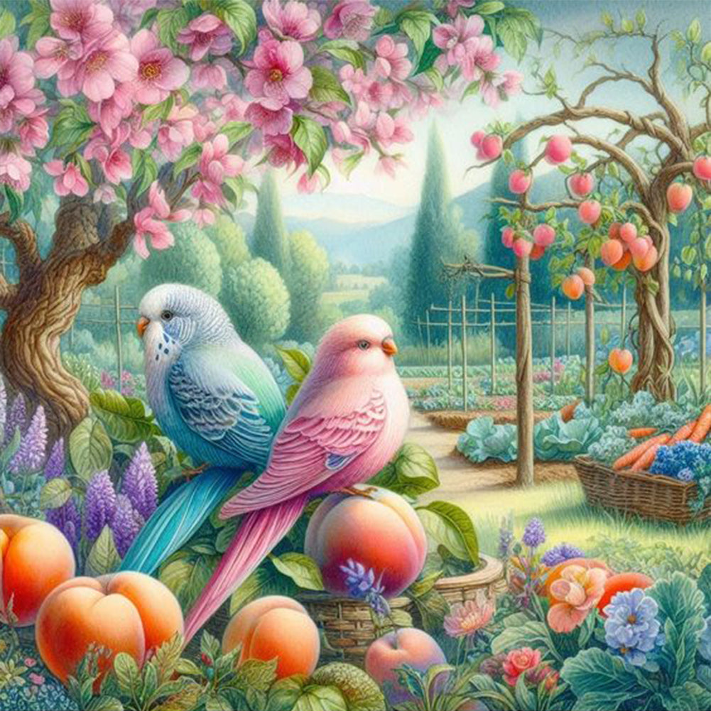 Flowers And Birds 40*40CM (canvas) Full Round Drill Diamond Painting