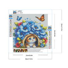 Load image into Gallery viewer, Cat And Flowers 30*30CM (canvas) Full Round Drill Diamond Painting
