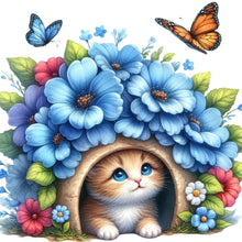 Load image into Gallery viewer, Cat And Flowers 30*30CM (canvas) Full Round Drill Diamond Painting
