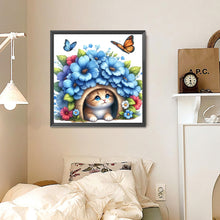 Load image into Gallery viewer, Cat And Flowers 30*30CM (canvas) Full Round Drill Diamond Painting
