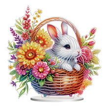 Load image into Gallery viewer, Acrylic Special Shape Rabbit And Flowers Diamond Painting Tabletop Ornaments
