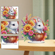 Load image into Gallery viewer, Acrylic Special Shape Rabbit And Flowers Diamond Painting Tabletop Ornaments
