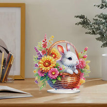 Load image into Gallery viewer, Acrylic Special Shape Rabbit And Flowers Diamond Painting Tabletop Ornaments
