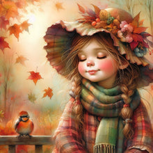 Load image into Gallery viewer, Little Girl With Falling Autumn Leaves 40*40CM (canvas) Full Square Drill Diamond Painting
