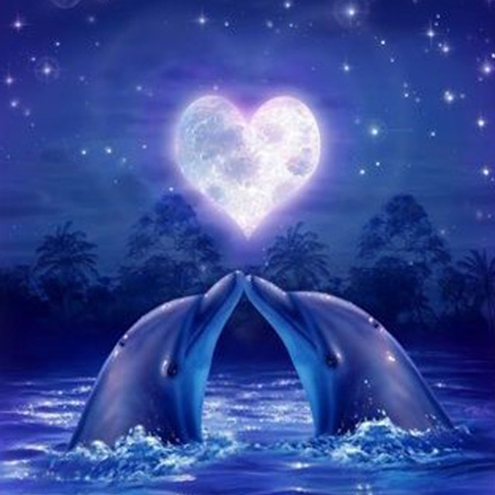 Love Dolphin 40*40CM (canvas) Full Round Drill Diamond Painting