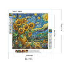 Load image into Gallery viewer, Glass Painting Sunflower Starry Night 30*30CM (canvas) Full Round Drill Diamond Painting
