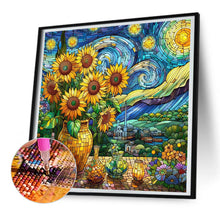 Load image into Gallery viewer, Glass Painting Sunflower Starry Night 30*30CM (canvas) Full Round Drill Diamond Painting
