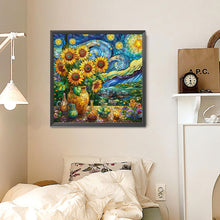 Load image into Gallery viewer, Glass Painting Sunflower Starry Night 30*30CM (canvas) Full Round Drill Diamond Painting
