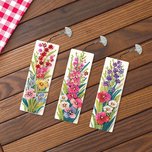 3Pcs Special Shape Flowers Diamond Painting Bookmark with Pendant for Book Lover