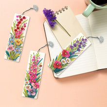 Load image into Gallery viewer, 3Pcs Special Shape Flowers Diamond Painting Bookmark with Pendant for Book Lover
