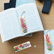 Load image into Gallery viewer, 3Pcs Special Shape Flowers Diamond Painting Bookmark with Pendant for Book Lover
