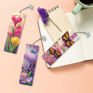 3Pcs Special Shape Flowers Butterfly Diamond Painting Bookmark for Book Lovers