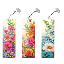 Load image into Gallery viewer, 3Pcs Special Shape Flowers Diamond Painting Bookmark with Pendant for Book Lover
