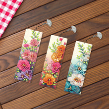 Load image into Gallery viewer, 3Pcs Special Shape Flowers Diamond Painting Bookmark with Pendant for Book Lover
