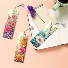 Load image into Gallery viewer, 3Pcs Special Shape Flowers Diamond Painting Bookmark with Pendant for Book Lover
