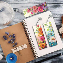 Load image into Gallery viewer, 3Pcs Special Shape Flowers Diamond Painting Bookmark with Pendant for Book Lover
