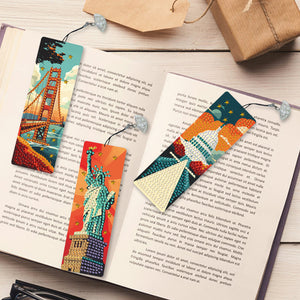 3Pcs Special Shape Famous Building Diamond Painting Bookmark for Book Lovers