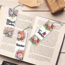 Load image into Gallery viewer, 3Pcs Special Shape Teacher Flower Diamond Painting Bookmark for Book Lovers
