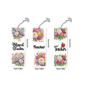 3Pcs Special Shape Teacher Flower Diamond Painting Bookmark for Book Lovers