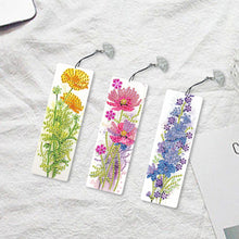 Load image into Gallery viewer, 3Pcs Special Shape Flowers Diamond Painting Bookmark with Pendant for Book Lover
