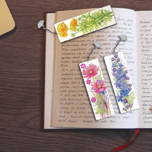 Load image into Gallery viewer, 3Pcs Special Shape Flowers Diamond Painting Bookmark with Pendant for Book Lover
