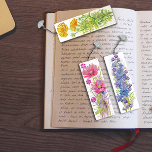 3Pcs Special Shape Flowers Diamond Painting Bookmark with Pendant for Book Lover