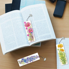 Load image into Gallery viewer, 3Pcs Special Shape Flowers Diamond Painting Bookmark with Pendant for Book Lover
