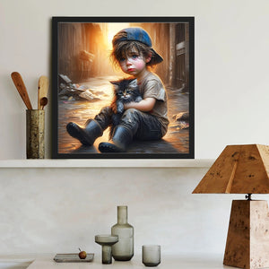 Cute Little Boy 40*40CM (canvas) Full Round Drill Diamond Painting