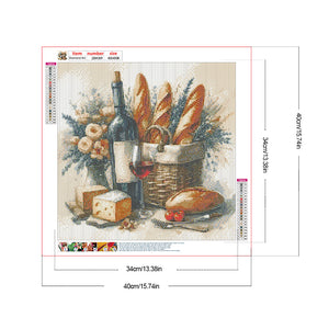 Red Wine Bread 40*40CM (canvas) Full Round Drill Diamond Painting