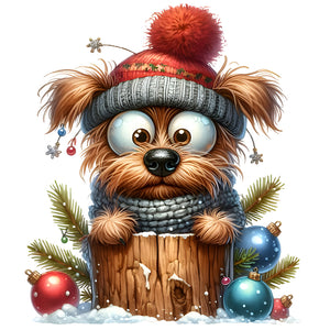 Christmas Puppy 30*30CM (canvas) Full Round Drill Diamond Painting