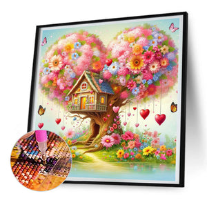 Love Tree House 30*30CM (canvas) Full Round Drill Diamond Painting