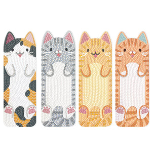 4Pcs Cat DIY Diamond Painting Bookmarks Making Kit Diamond Art Bookmark