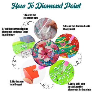 8Pcs Acrylic Flowers 5D Diamond Painting Coasters for Adults Beginners