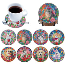 Load image into Gallery viewer, 8Pcs Acrylic Animals Flowers 5D Diamond Painting Coasters for Adults Beginners
