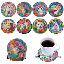 Load image into Gallery viewer, 8Pcs Acrylic Animals Flowers 5D Diamond Painting Coasters for Adults Beginners
