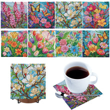 Load image into Gallery viewer, 8Pcs Wooden Flowers 5D Diamond Painting Coasters Kit for Adults Beginners
