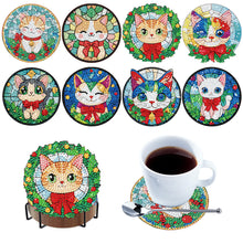 Load image into Gallery viewer, 8Pcs Wooden Cats 5D Diamond Painting Coasters Kit for Adults Beginners
