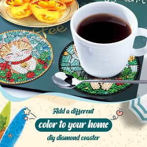 8Pcs Wooden Cats 5D Diamond Painting Coasters Kit for Adults Beginners