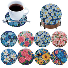 Load image into Gallery viewer, 8Pcs Wooden Flowers 5D Diamond Painting Coasters Kit for Adults Beginners
