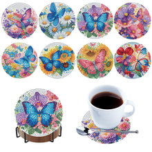 Load image into Gallery viewer, 8Pcs Wooden Butterfly Flower 5D Diamond Painting Coasters for Adults Beginners
