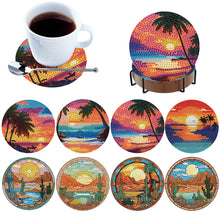 Load image into Gallery viewer, 8Pcs Wooden Seaside And Desert Scenery 5D Diamond Painting Coasters for Adults
