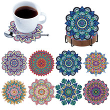 Load image into Gallery viewer, 8Pcs Wooden Mandala 5D Diamond Painting Coasters Kit for Adults Beginners
