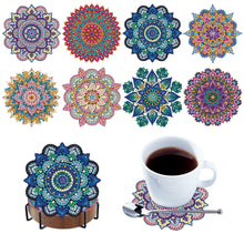 Load image into Gallery viewer, 8Pcs Wooden Mandala 5D Diamond Painting Coasters Kit for Adults Beginners
