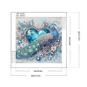 Love Peacock 30*30CM (canvas) Partial Special-Shaped Drill Diamond Painting