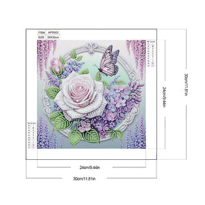 Rose Butterfly 30*30CM (canvas) Partial Special-Shaped Drill Diamond Painting