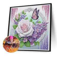 Load image into Gallery viewer, Rose Butterfly 30*30CM (canvas) Partial Special-Shaped Drill Diamond Painting
