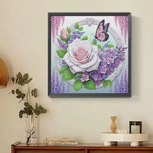 Load image into Gallery viewer, Rose Butterfly 30*30CM (canvas) Partial Special-Shaped Drill Diamond Painting
