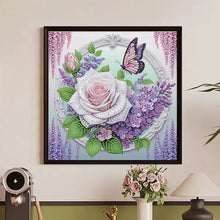 Load image into Gallery viewer, Rose Butterfly 30*30CM (canvas) Partial Special-Shaped Drill Diamond Painting
