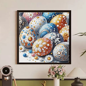 Floral Easter Eggs Pile 30*30CM (canvas) Partial Special-Shaped Drill Diamond Painting